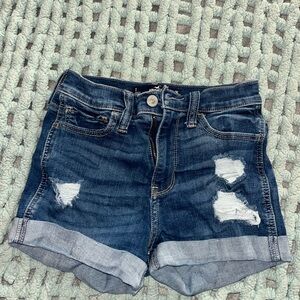 Hollister Dark Blue Distressed Jean Shorts